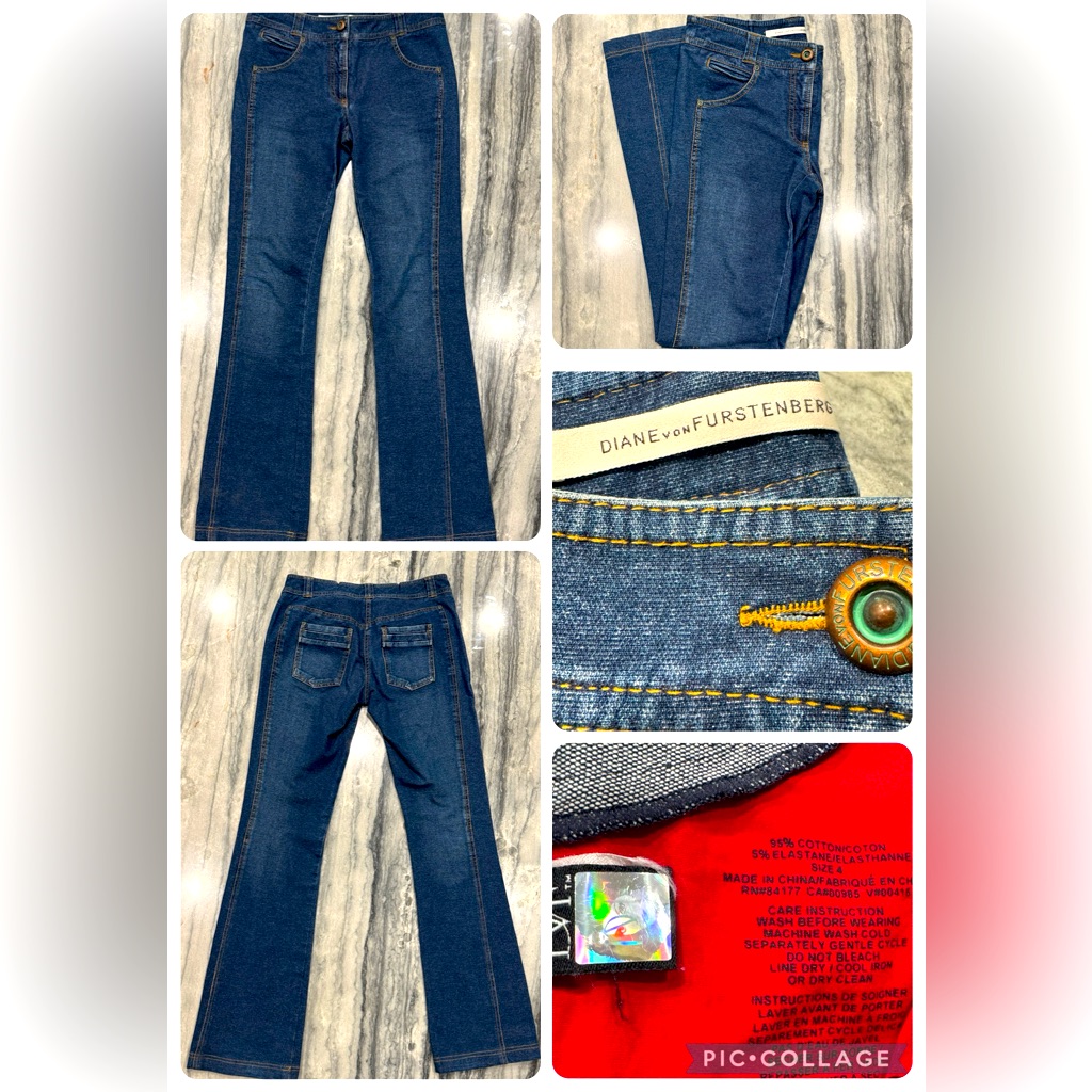 Diane Von Furstenberg Jimi Jeans Women’s Size 4 Blue Stretch Bootcut Mid Rise